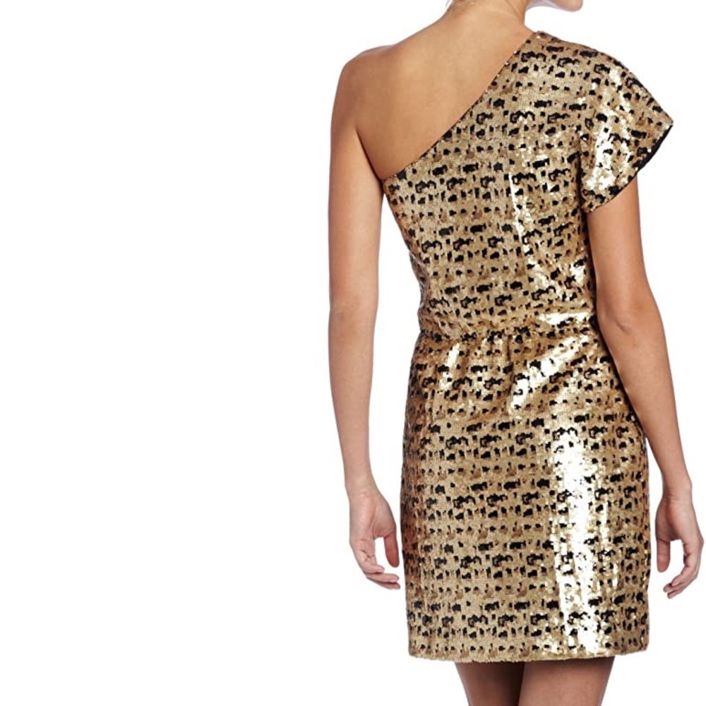 EUC Trina Turk Gold and Black Sequins Dress - Picture 2 of 3